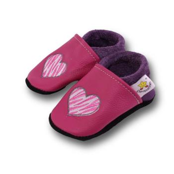 Krabbelschuhe Herz getigert pink